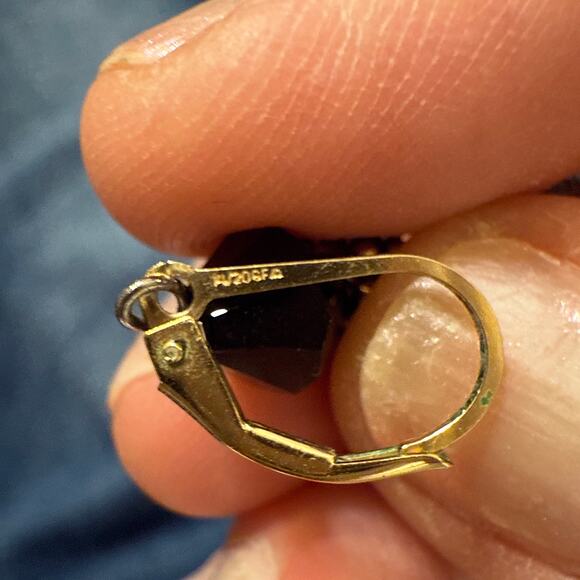 Black & Gold Foil Glass Beaded Artisan Drop Earrings - Picture 5 of 5